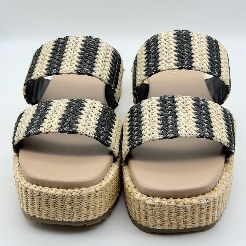 NWT Marc Fisher Pelma Black and Cream Espadrille Platform Sandals 9,5